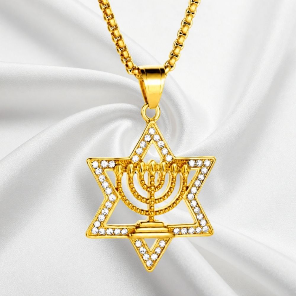 Collar Estrella de David y Candelabro