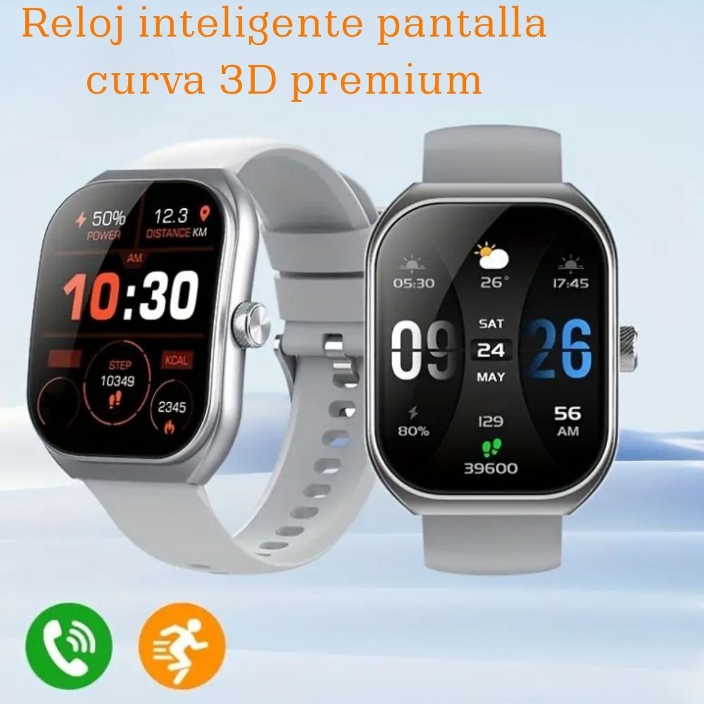 Smartwatch elegante con pantalla curva y diseño moderno